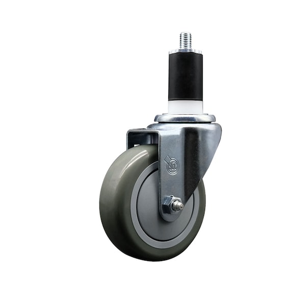 4'' SS Gray Poly Wheel Swivel 1-1/2'' Expanding Stem Caster